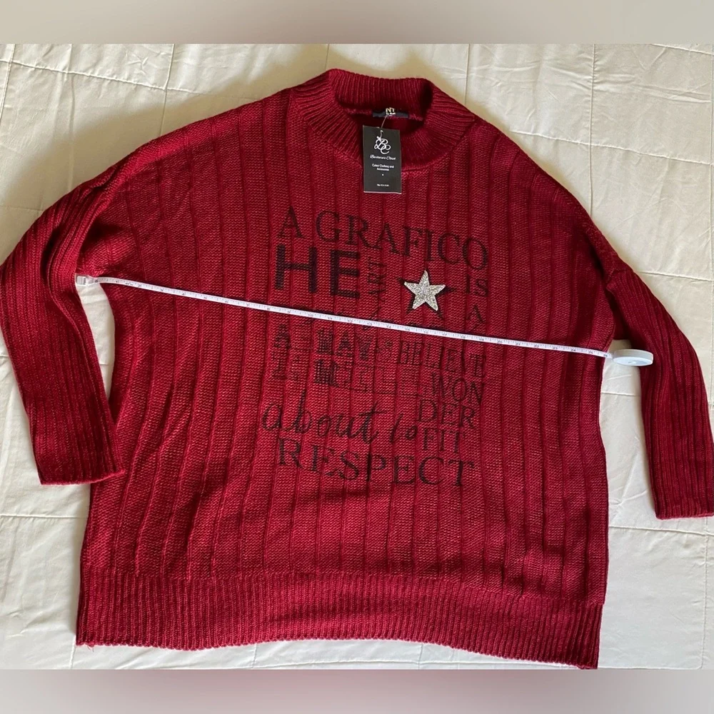 Barbara’s Closet Red Graphic Knit Sweater – Made in Italy